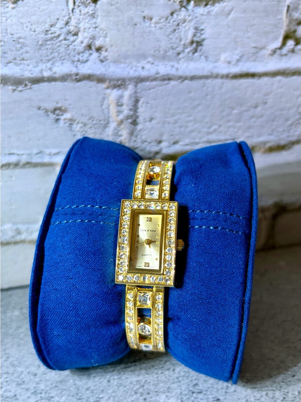 Cote d’Azur Women’s Gold Tone Crystal Bracelet Watch Japan Movt New Battery